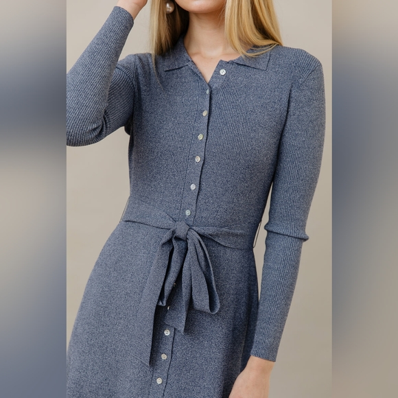 Apparalel Ribbed Knit Button Down Dress in Latte - Picture 4 of 7